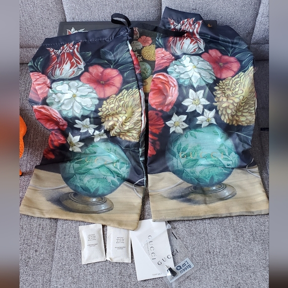 Gucci Virginia Neon Orange Lace Mary Jane Pointed Toe Pumps Size 37 1/2 - Picture 11 of 16